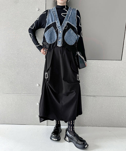 Mesh Denim Vest